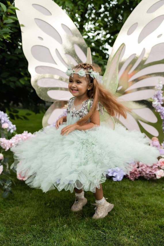 Green Boho Sequined Baby Girl Party Dress, Toddler Puffy Dress, Tulle Tutu Special Occasion Princess Dress, 1st 2nd 3rd Birthday Outfit Green Boho Sequined Baby Girl Party Dress, Toddler Puffy Dress, Tulle Tutu Special Occasion Princess Dress, 1st 2nd 3rd Birthday Outfit