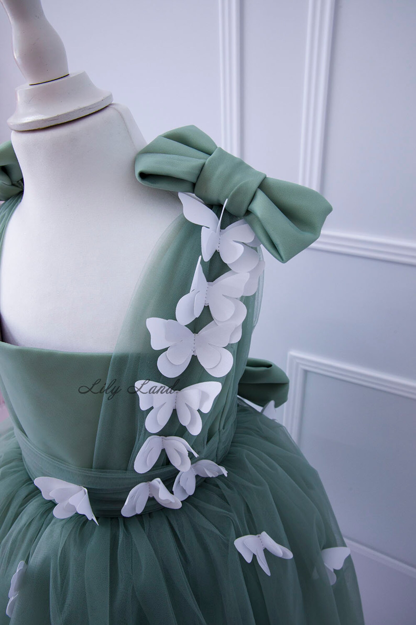 Sage Green Butterfly Dress First Birthday Party Baby Etsy