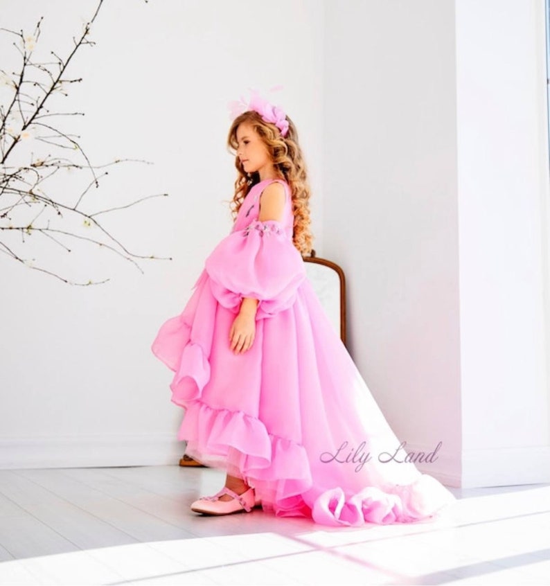 Pink Flower Girl Dress Boho Birthday Party Baby Dress Long Etsy