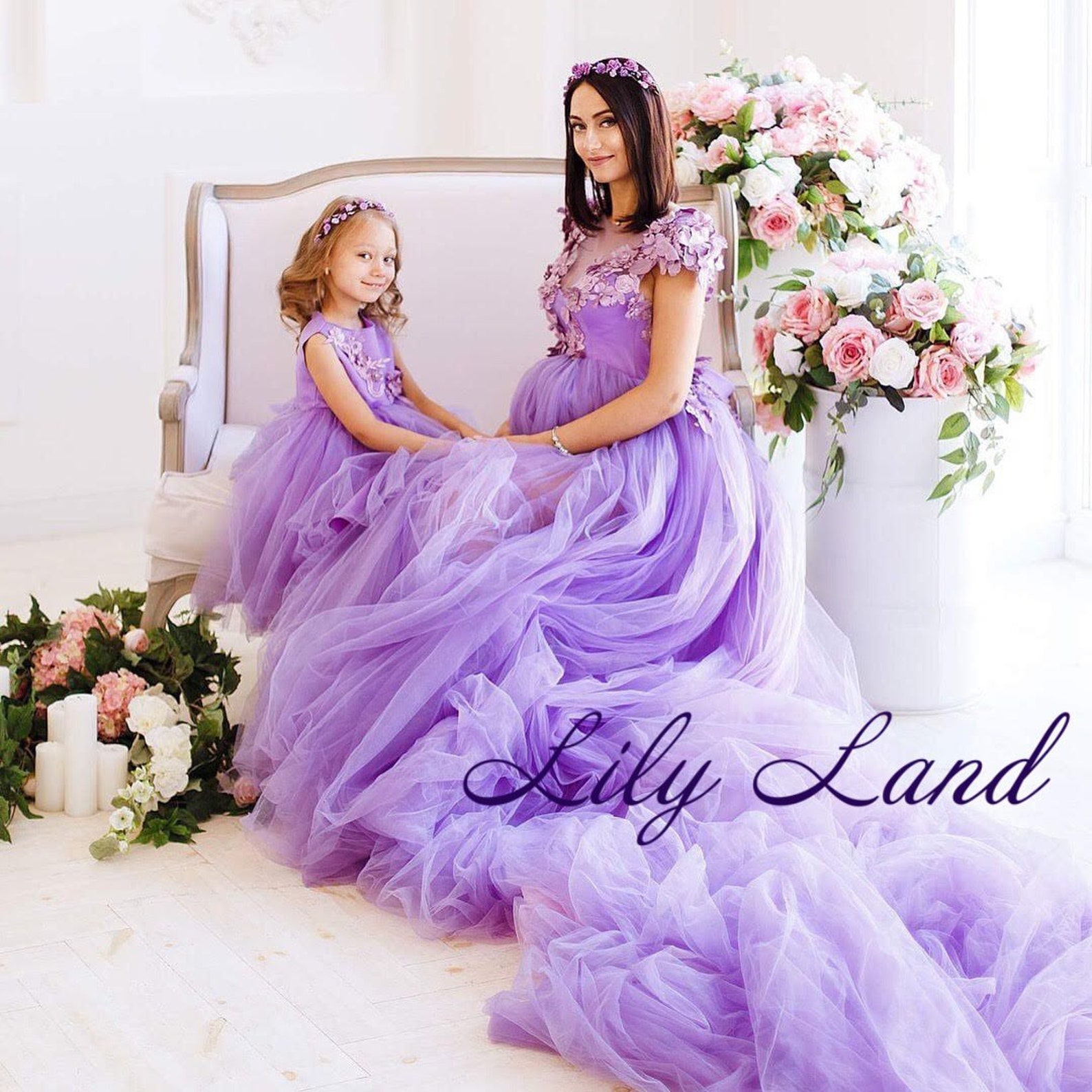 Lavender Mommy and Me Outfits Dresses Mother Daughter Matching - Etsy