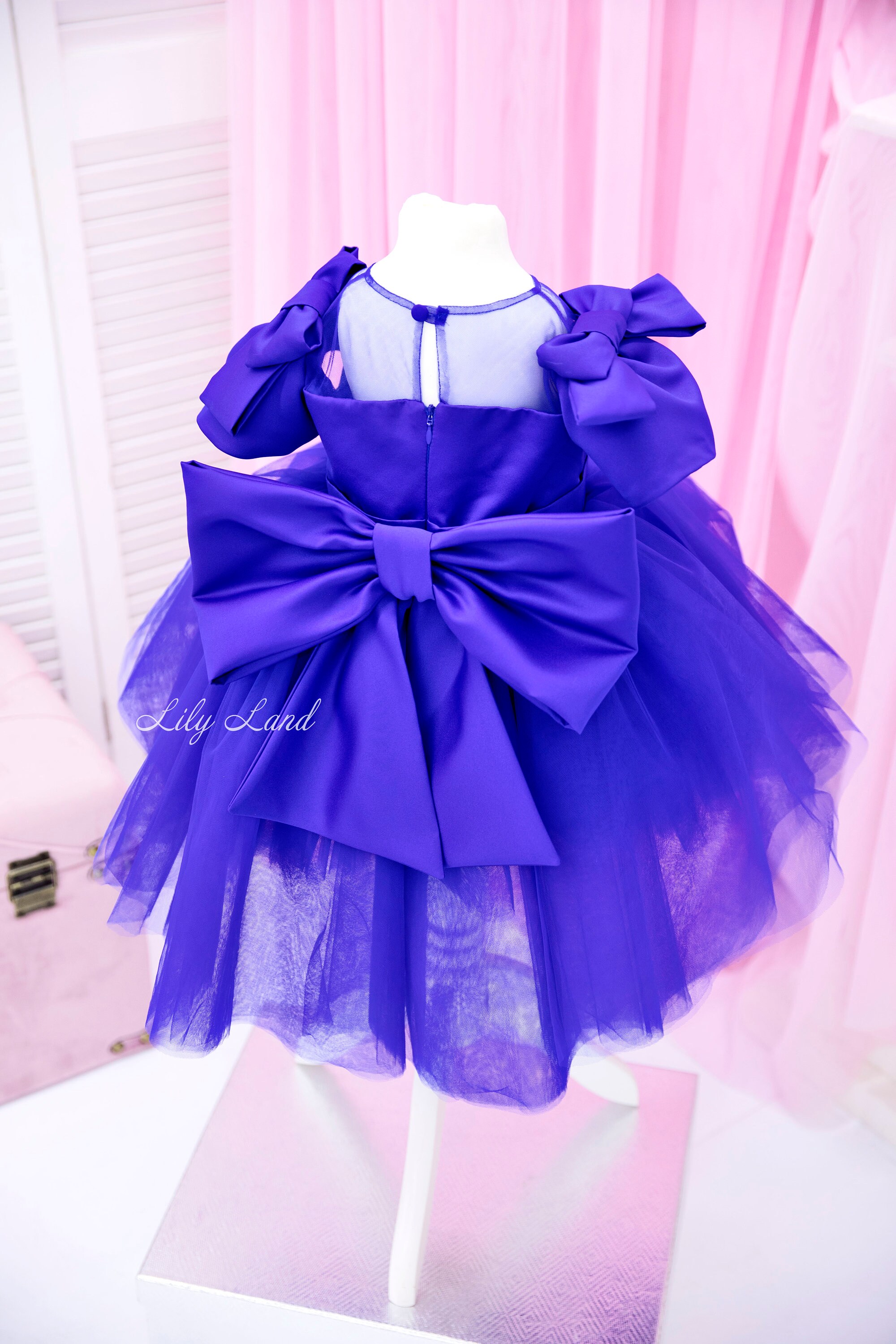 Electric Blue Baby Dress Birthday Girl Dress With Bows on the Etsy