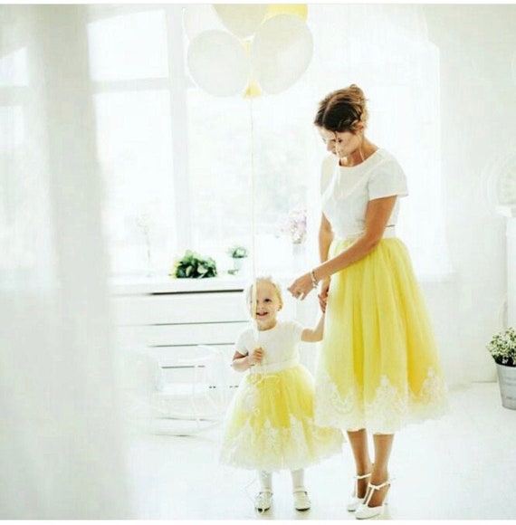 yellow dress mom and daughter