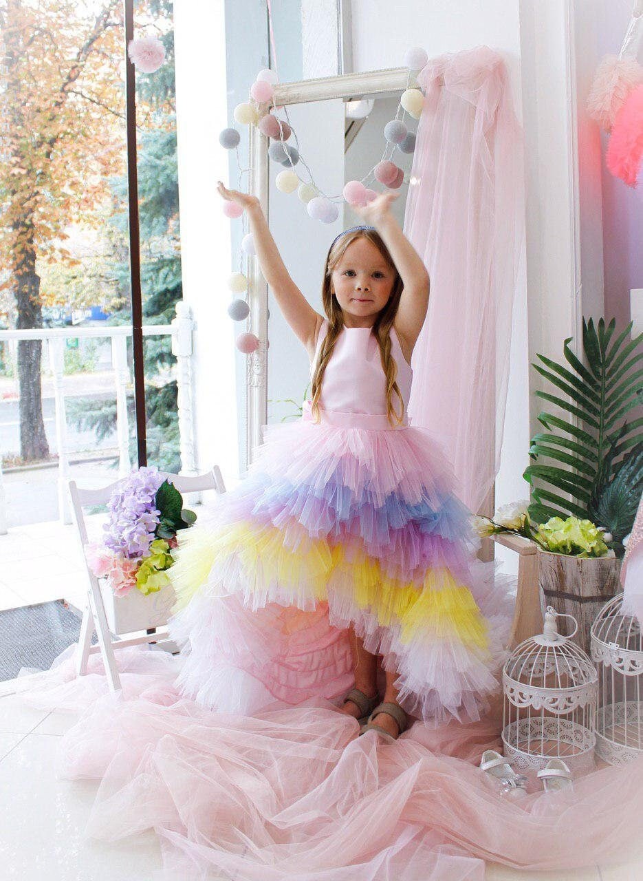 Pink Rainbow Birthday Girl Dress 
