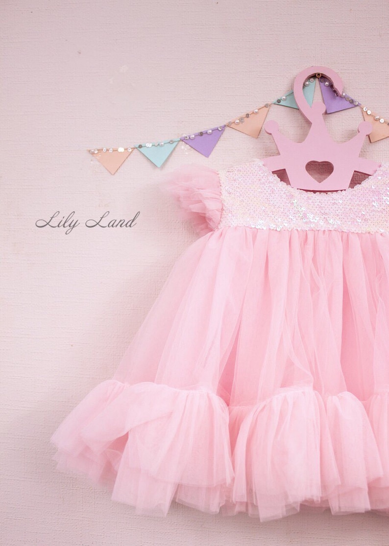 Pink Birthday Girl Dress Puffy Girls Dress Tulle Knee Length Etsy