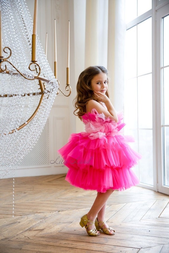 Vestido de bebé tutú rosa brillante, vestido de niña de flores, vestido de  primer cumpleaños, vestido de bebé de cumpleaños, vestido de bebé corto  hinchado, vestido de novia para bebés 