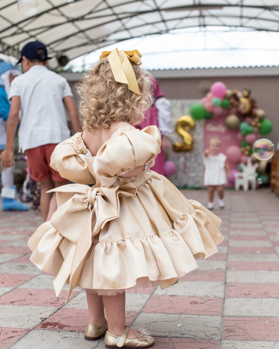 Light Gold Birthday Party Baby Dress, Champagne Puffy Flower Girl Dress ...
