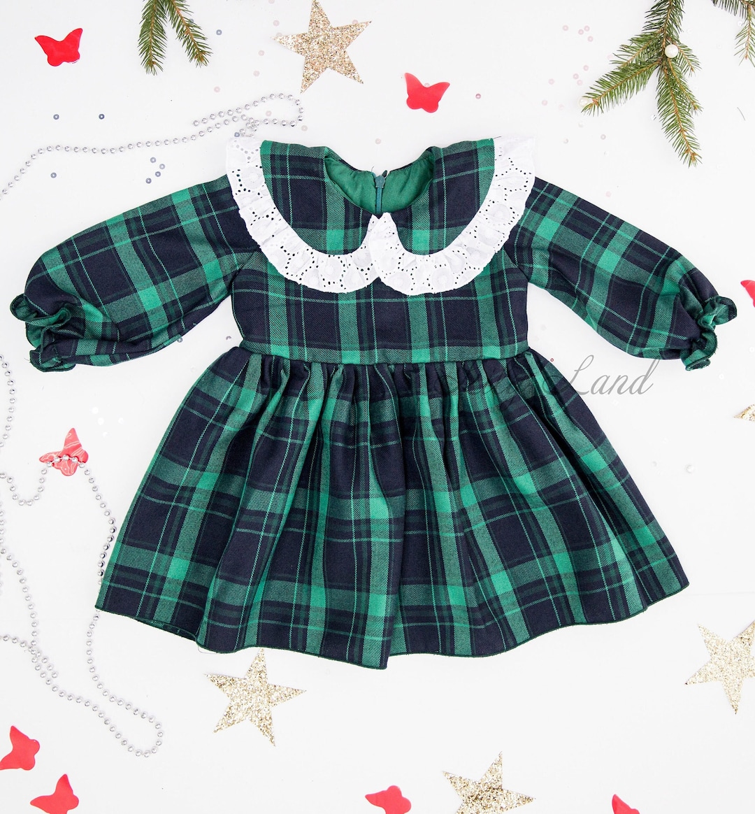 Green Plaid Christmas Dress for Baby Girl Xmas Photoshoot - Etsy