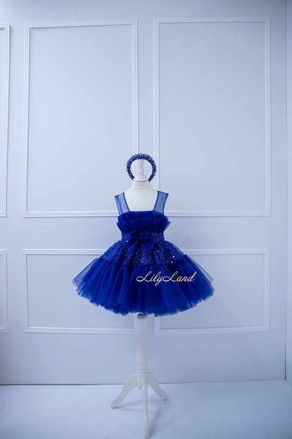 Blue Sequinned Sparkling Birthday Baby Dress, Tutu Prom Ball Gown, Wedding  Guest Flower Girl Dress, Pageant Special Occasion Formal Dress - Etsy