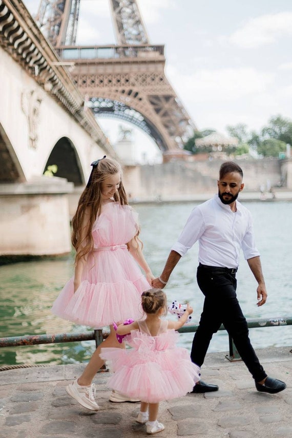 Mommy And me,Pink Matching Dresses For Mother And Daughter, Wedding Guest Dresses, Tutu Tulle Dress,Birthday Daughter Dress.Photoshoot Dress