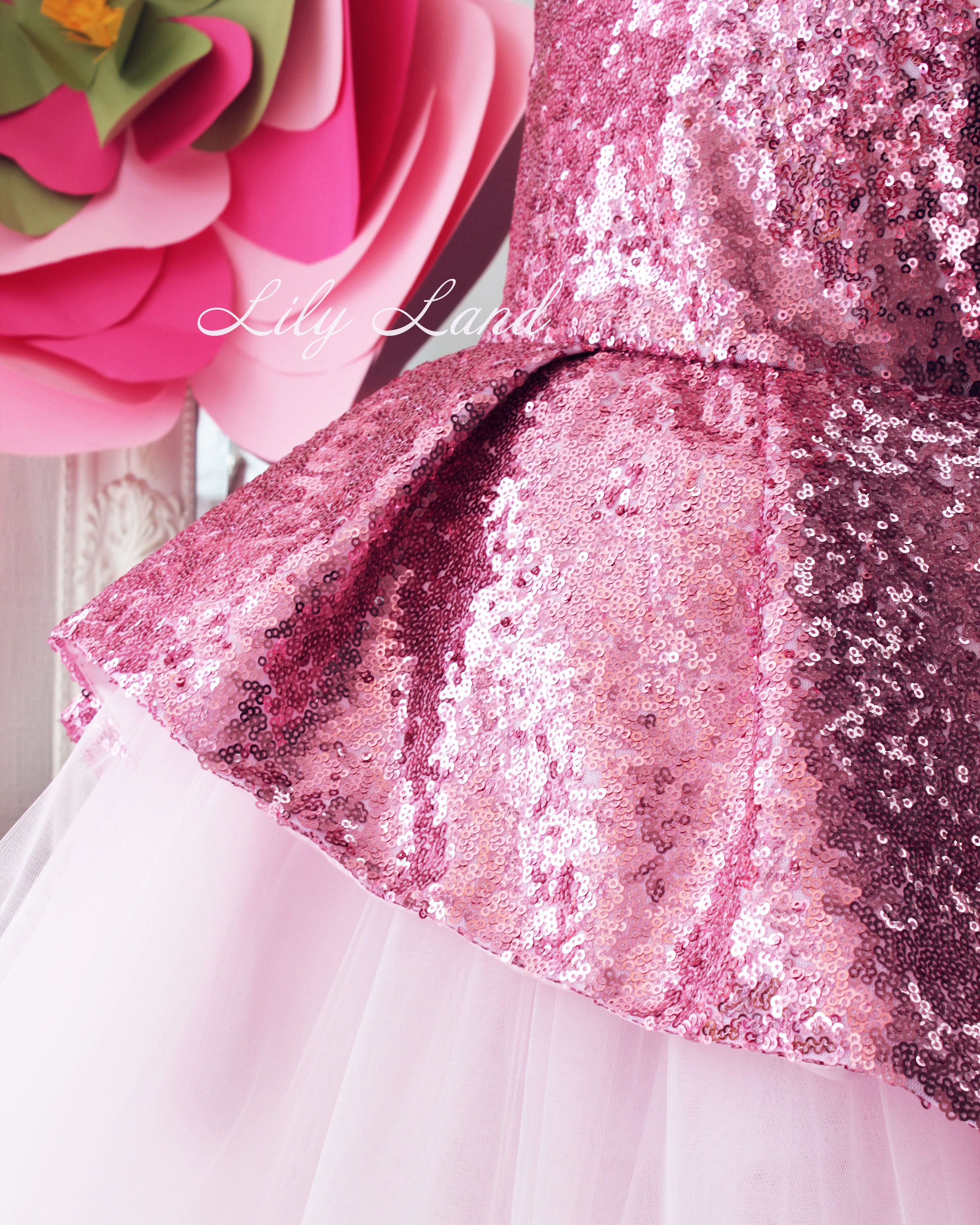 Flower Girl Dress With Sparkling Sequins Pink Girl Dress Baby Etsy