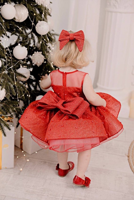 Red sparkly christmas dress deals