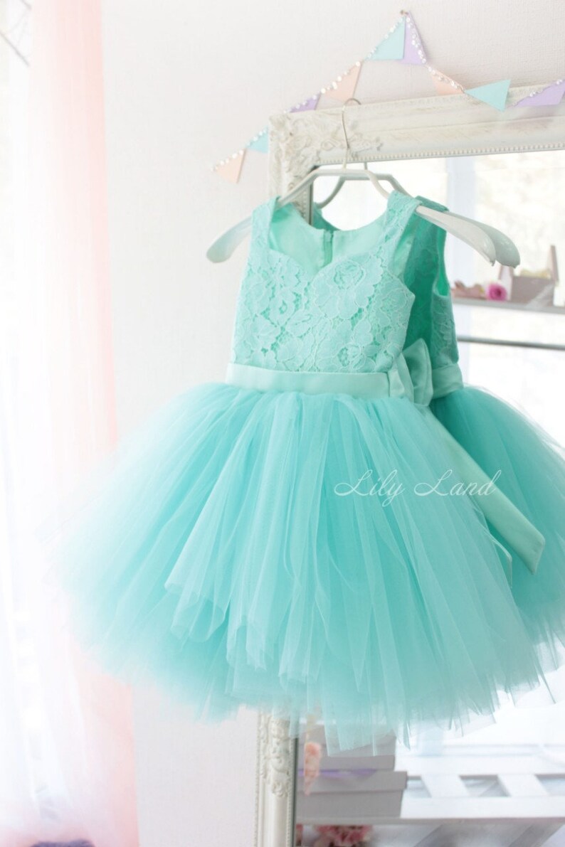 Mint Lace Dress Mint Girl Dress Mint Green Dress Tulle Girl Etsy