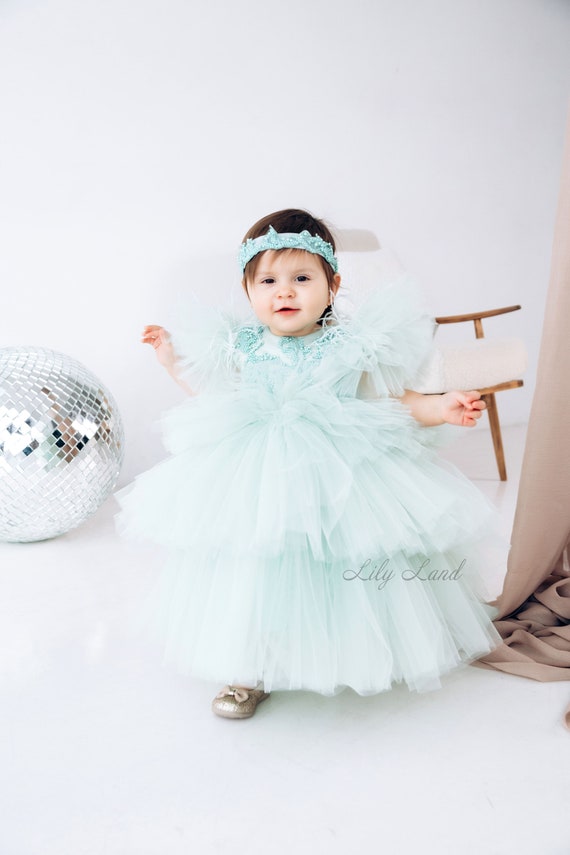 Ready to Ship -size 9-12- Mint Grey Flower Girl Dress, Boho Pageant Toddler  Dress, Puffy Tulle Tutu I Wedding Guest Dress, 1st Birthday Wear - Etsy