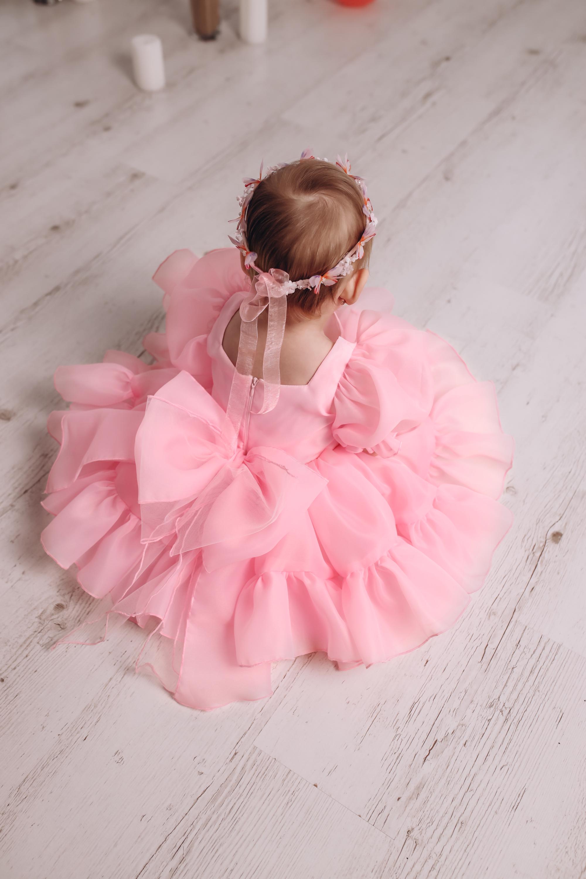 Baby Pink Doll Tutu Puffy Flower Girl Dress, 1st Birthday Party Dress, Princess Smash Cake Gown, Pageant Prom Toddler Special Occasion Dress
