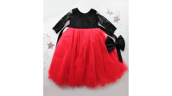 red and black dress for baby girl