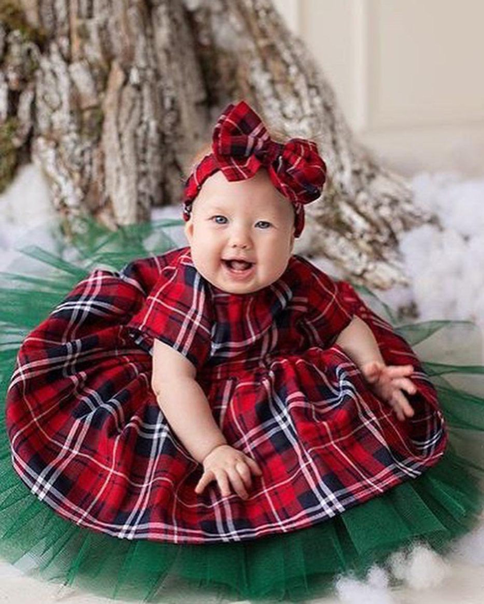 Infant Christmas dress red plaid baby girl dress with | Etsy