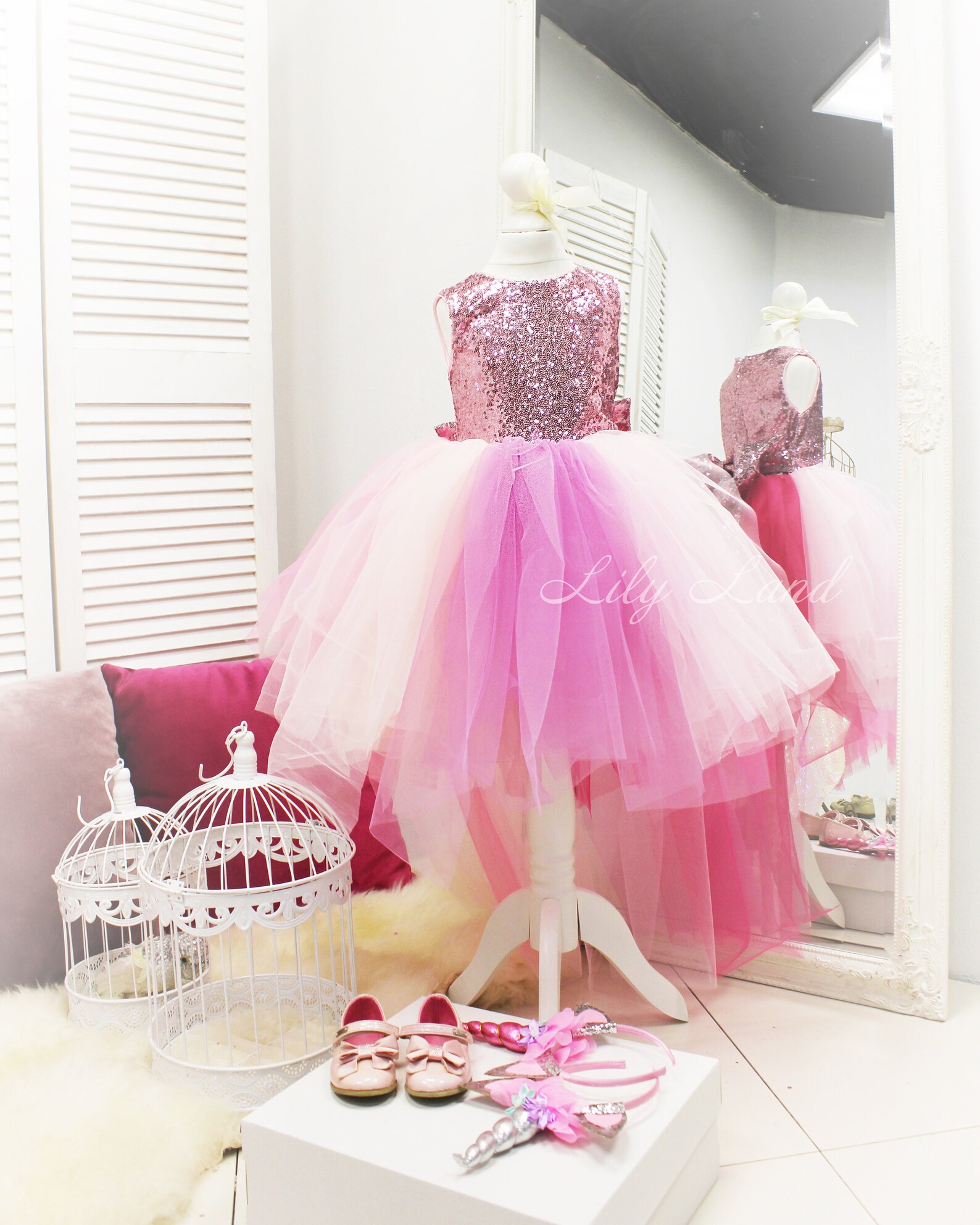 Sequin Girls Dress Rose Gold Baby Dress With Train Pink Dress Etsy