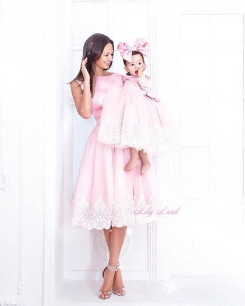 Mother daughter Matching dresses For mother and me Mommy and Me Matching Pink dress wedding birthday party flower girl birthday dress 