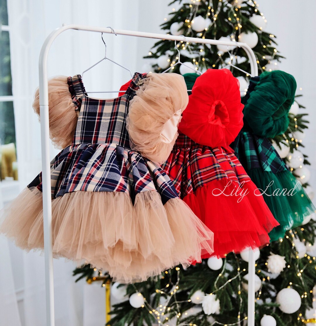 Baby Loren Girls Red Christmas Toile Morning Gown Dress main image 0
