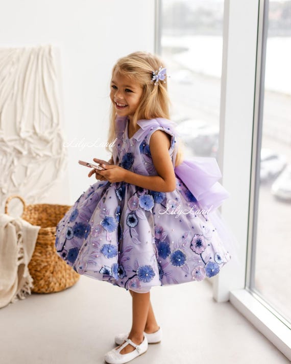 floral dress for birthday party Girl Floral Dress Puff Sleeve Smocked Swing Casual Midi Dress Birthday Gift Party Summer Square Neck Dresses, Beige, 11 Years