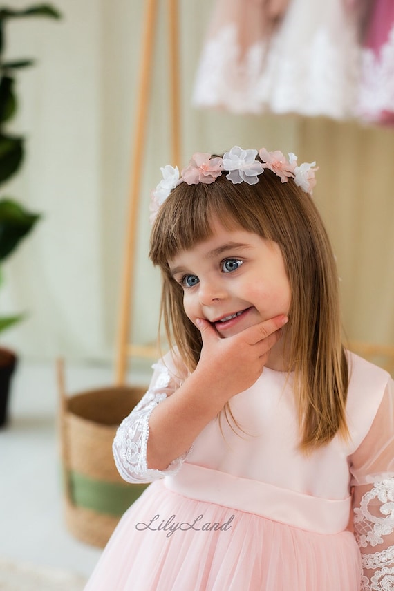 IYOU Fascia Per Capelli Sposa In Perle E Fiori Rosa - Cerchietto Floreale Per Bambine E Ragazze, Accessorio Per Comunione E Principessa - 3