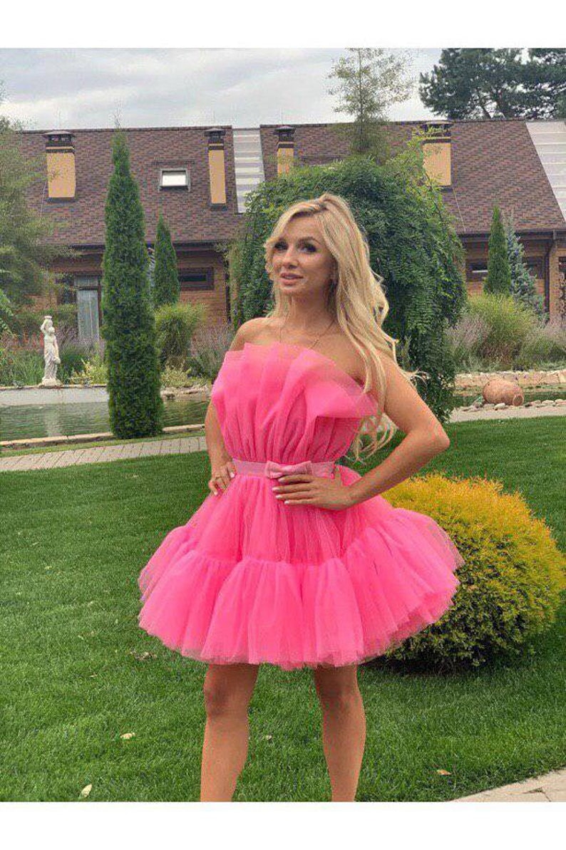 Hot pink Barbie style tulle dress for women hot pink stylish | Etsy