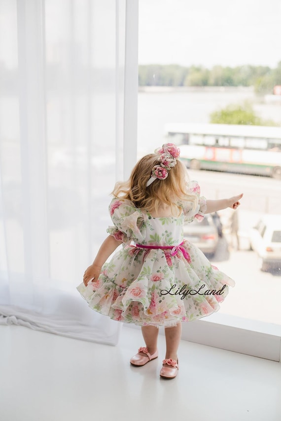 Flower Puffy Flower Girl Dress, First Baby Birthday Party Dress, Tutu & Tulle Princess Girl Gown, Pageant Toddler Special Occasion Dress