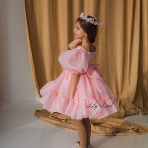 Magicdress Girls Hi-Lo Pageant Ball Gown - Puffy Flower Girl Dress With Rhinestone Sash, Handmade