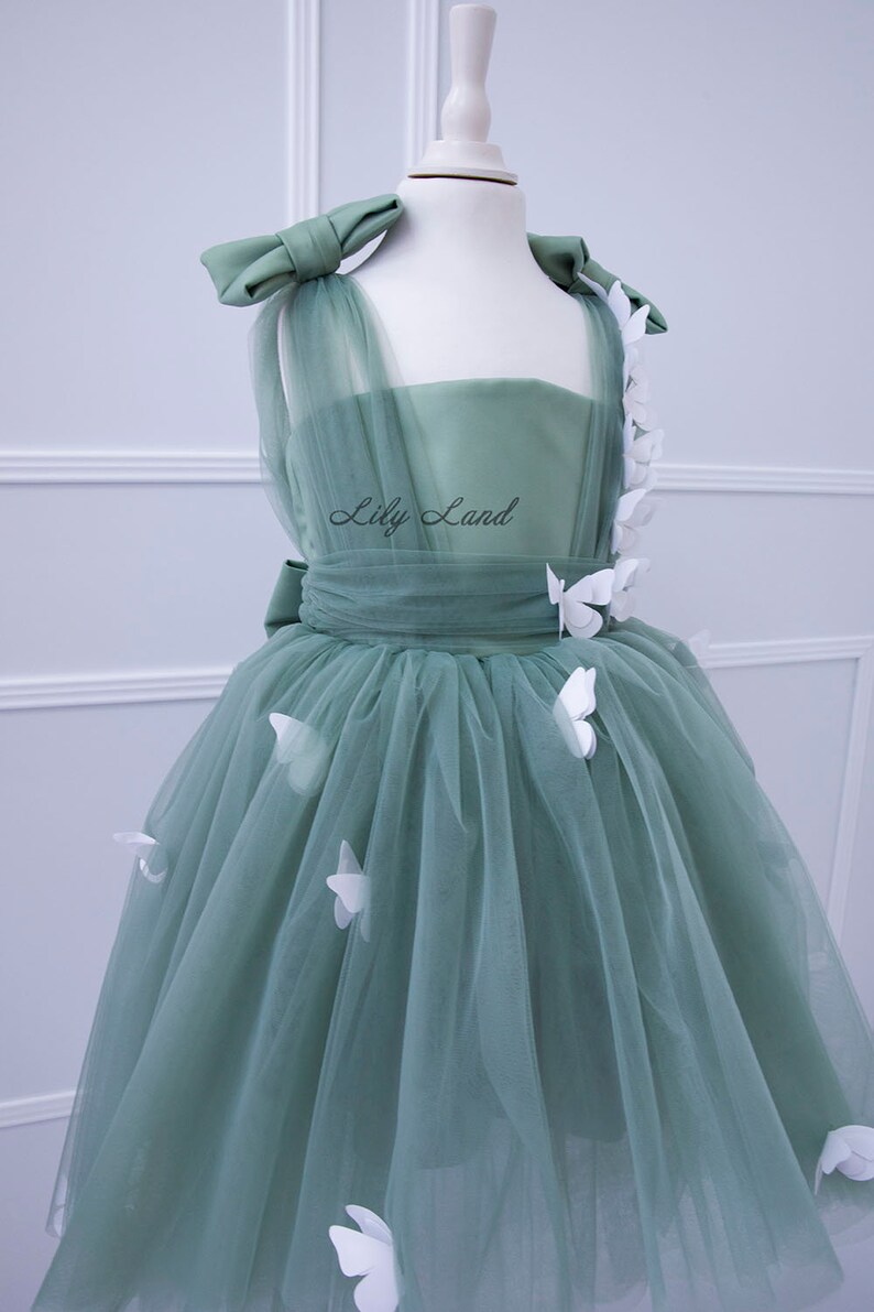 Sage Green Butterfly Dress First Birthday Party Baby Etsy