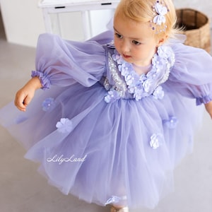 Lavender Tulle Baby Tutu Birthday Party Dress, Puffy Photoshoot Outfit, Flower Girl Prom Pageant Gown, Special Occasion Graduation Dress