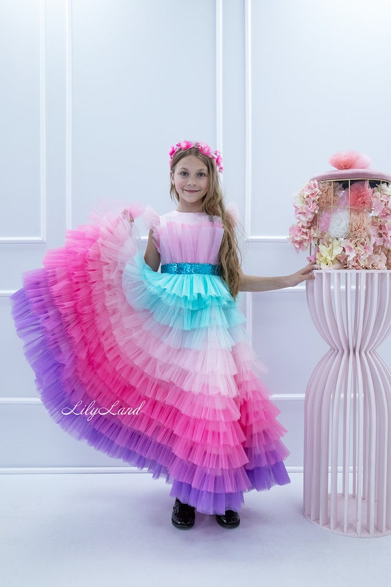 blue rainbow dress Blue Off The Shoulder Embellished Dress With 3D Flower Detail