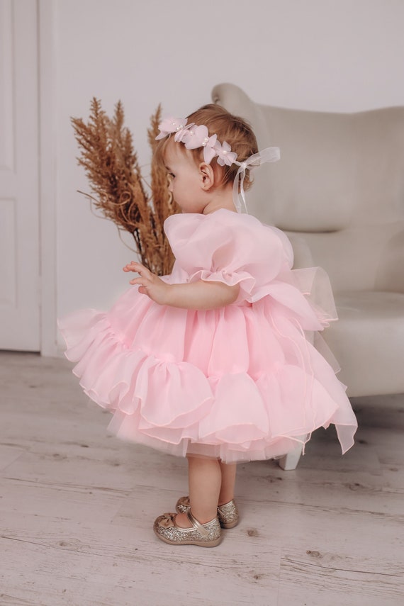 Pink Tulle Baby Girl Dress with Ribbon, Pink Girl Puffy Dress, Pink Baby  Tutu Dress, Princess Dress, Baby Flower Dress, Baby Wedding Dress