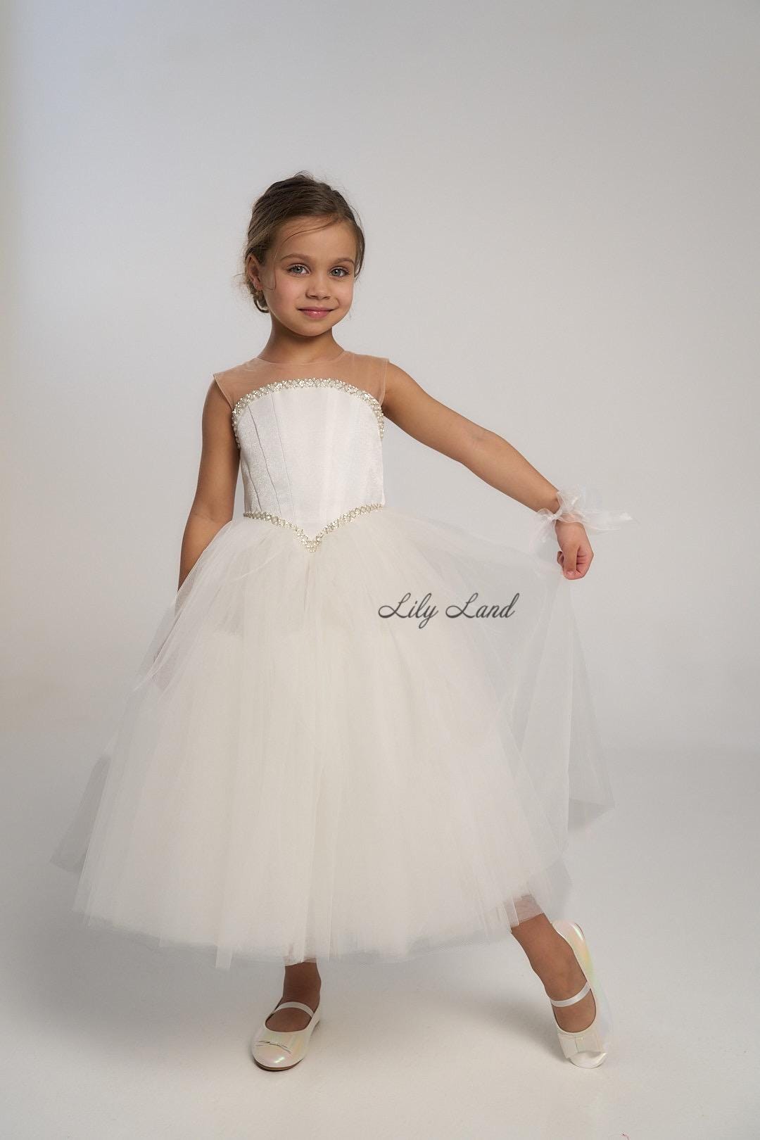 ivory childrens bridesmaid dresses Ivory satin bridesmaid little girl dress, Girl birthday party dress with  train, Sleeveless baby girl dress, Open back toddler girl dresses