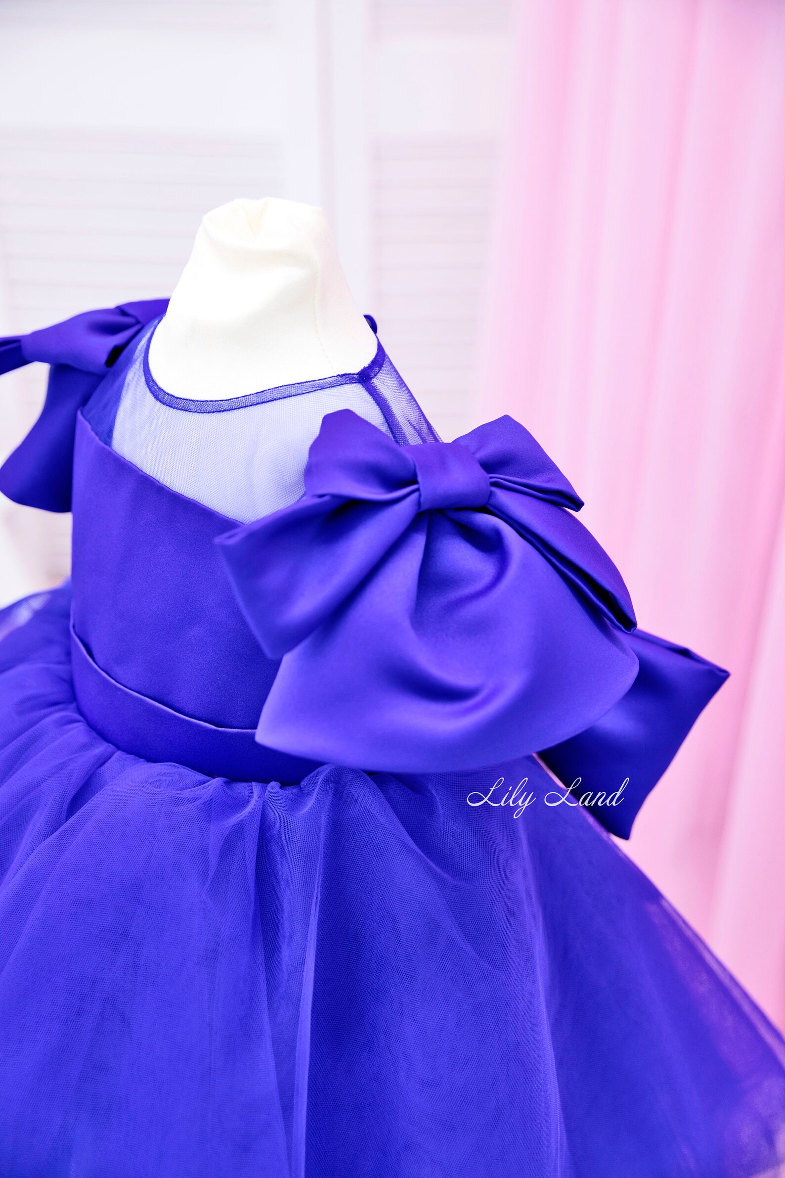 Electric Blue Baby Dress Birthday Girl Dress With Bows on the Etsy