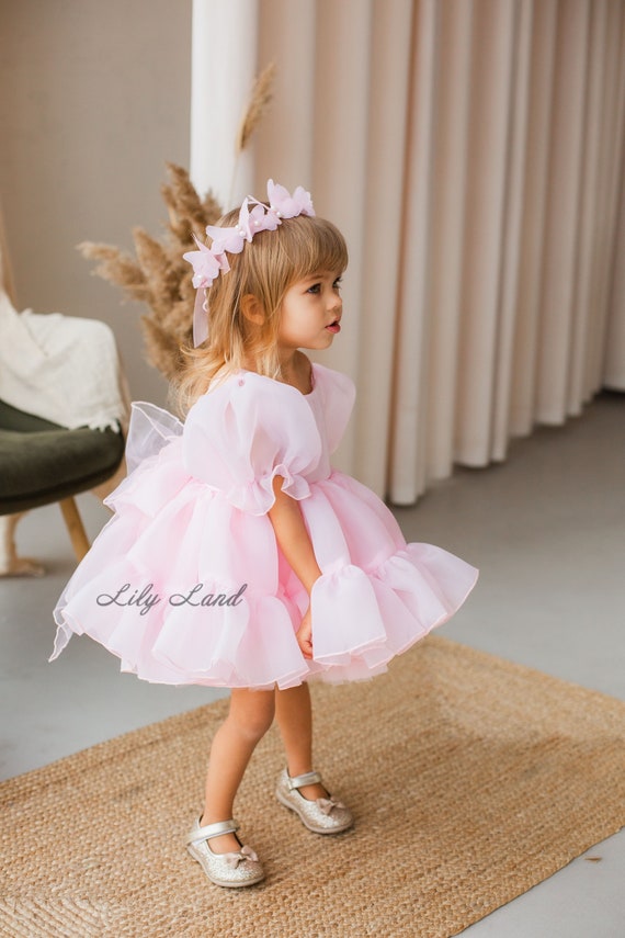 Pink Tulle Baby Girl Dress with Ribbon, Pink Girl Puffy Dress, Pink Baby  Tutu Dress, Princess Dress, Baby Flower Dress, Baby Wedding Dress