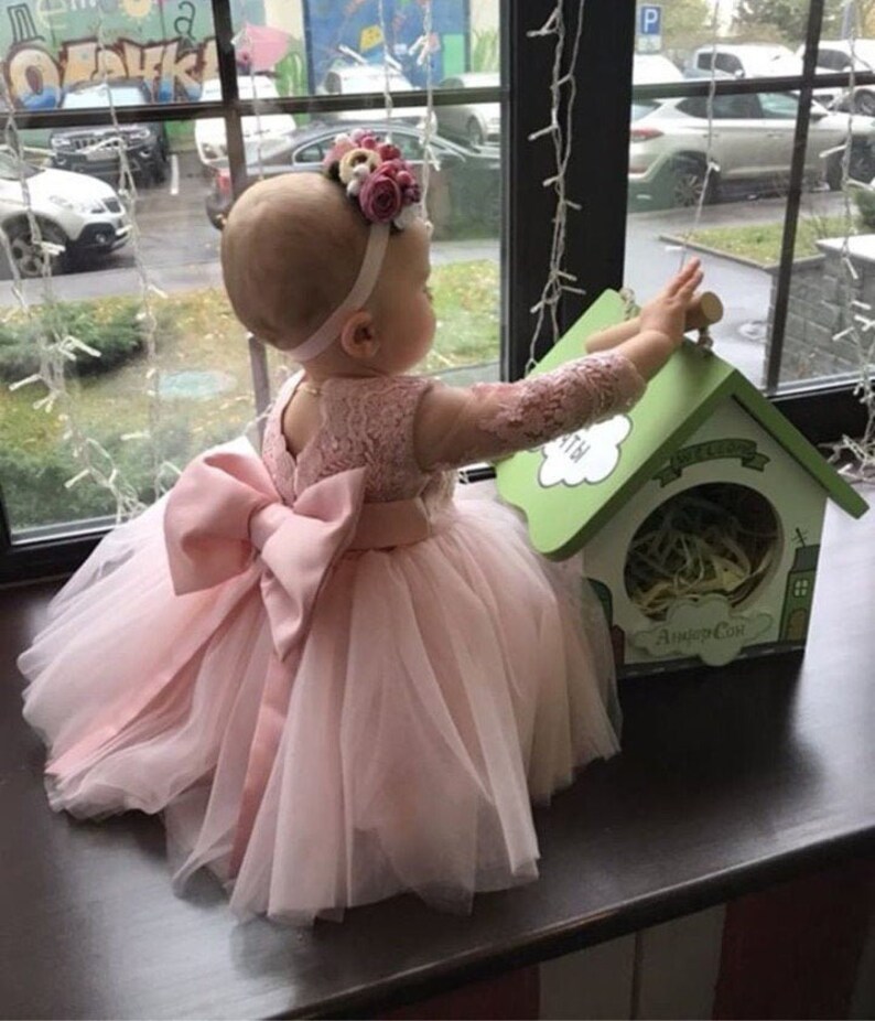 Lace Fluffy Dress for Baby First Birthday Dress Pink Baby Etsy Australia