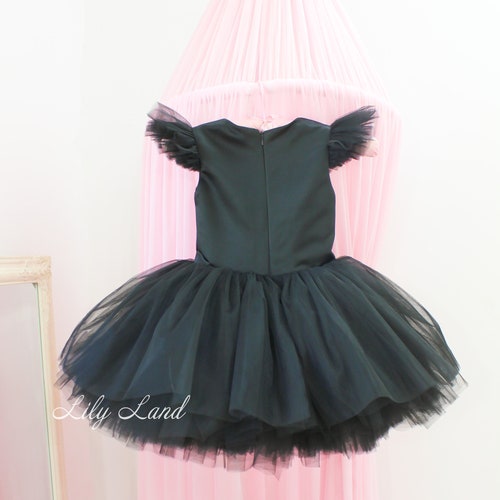 Black tutu baby dress, shops first birthday dress, birthday baby girl dress, short puffy baby dress, dance baby dress, flower girl dress