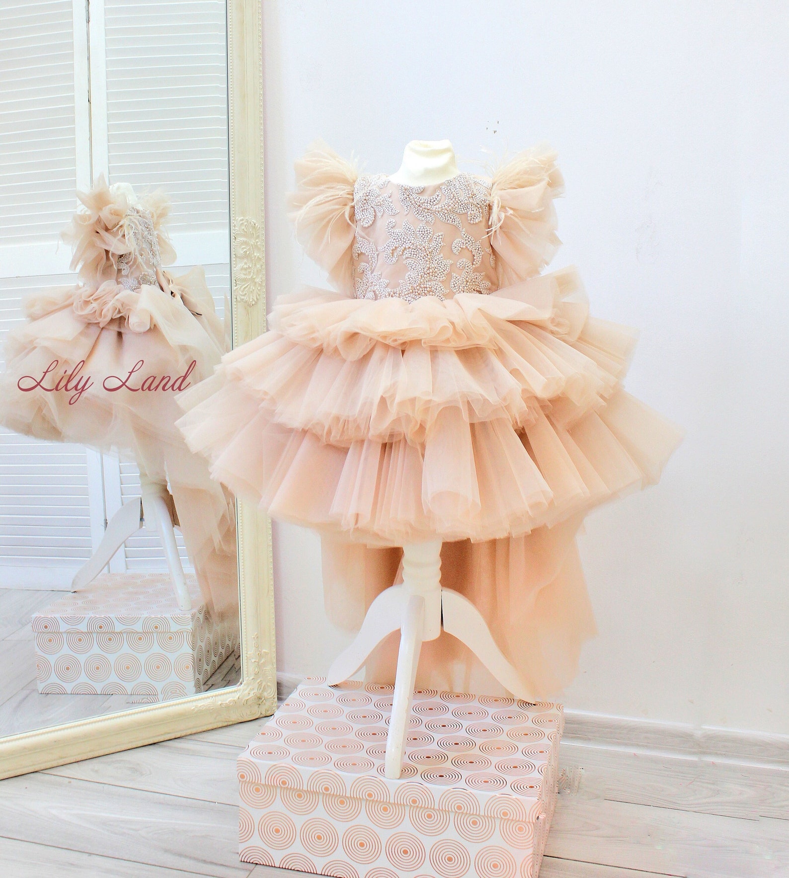 Girls Pearl Embellished Party / Flower Girl Dress (1100) main image 1