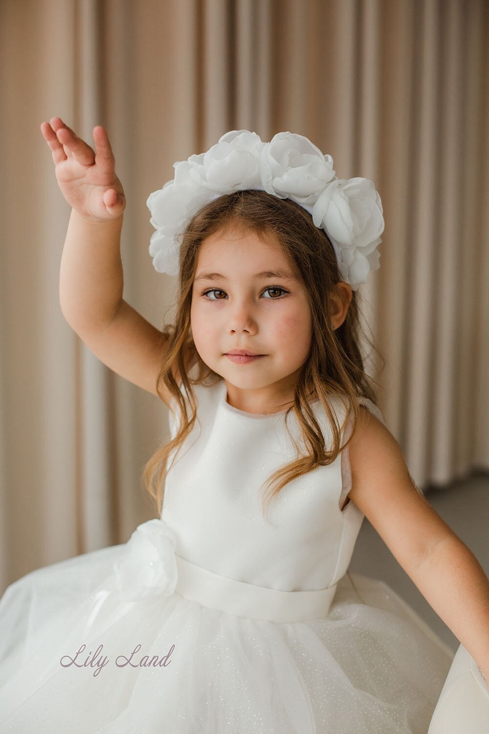 Cerchietto Per Capelli Bambina HAARallerliebst Con Grande Fiore In Tulle Rosa, Fornito In Scatola Portagioie - 2