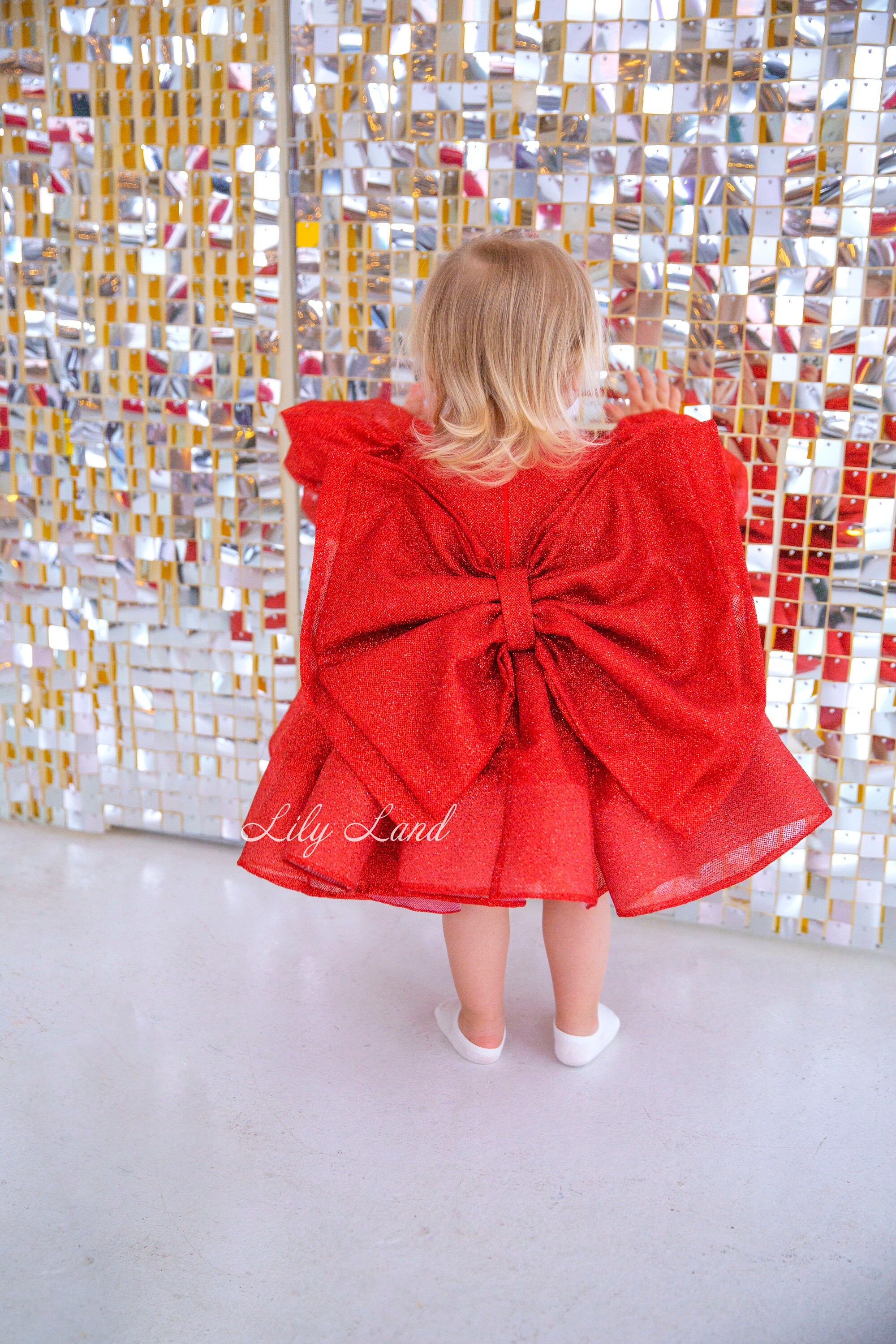 Red Sparkly Glitter Girl Dress, Birthday Girl Dress With Big Bow, Puffy  Baby Dress With Long Puffy Sleeve, Holiday Party Baby Girl Dress - Etsy