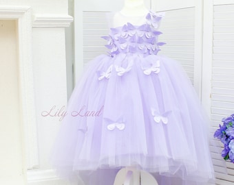 Butterfly baby birthday dress, flower girl dress with butterflies, first birthday princess dress,Junior bridesmaid dress, wedding baby dress