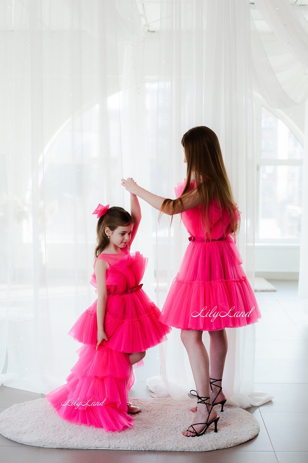 Hot Pink Mother Daughter Birthday Dresses, Tutu Mommy Me Matching Prom ...