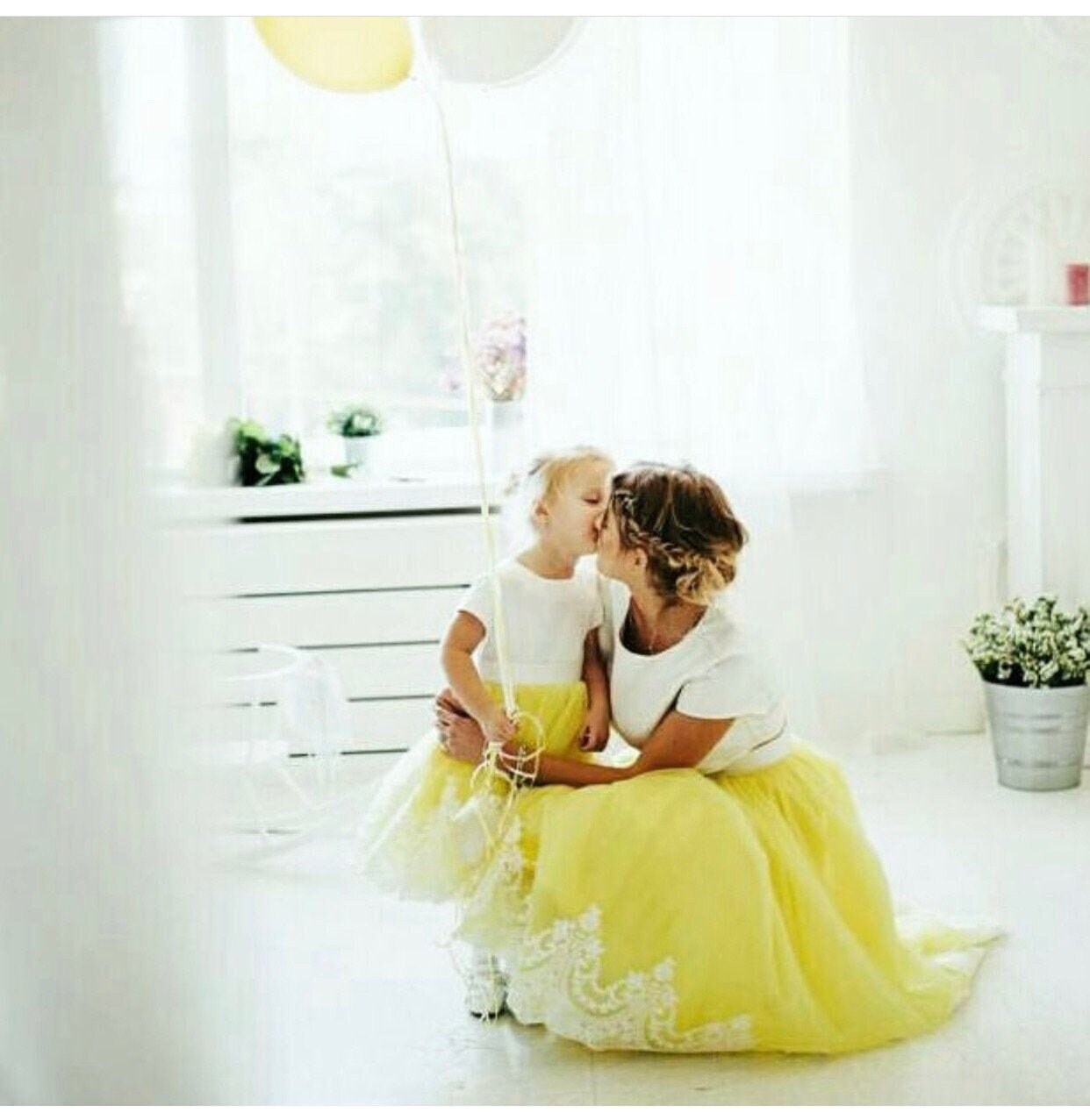 yellow dress mom and daughter