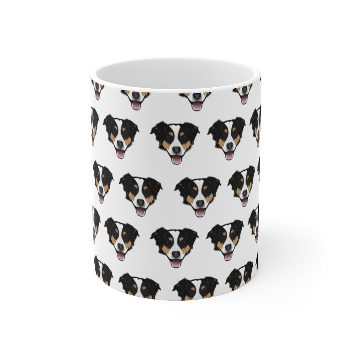 Black White And Brown Dog Mug Australian Shepherd Border Etsy de