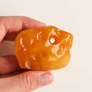 33 grams natural Baltic amber large unique rectangle butterscotch souvenir stone, spiritual amber piece covered with skin, good luck charm