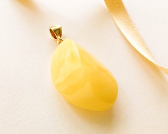 Natural amber unique white pendant twisted shape, original milky white and clear yellow raw amber pendant, wow amber pendant gift for women