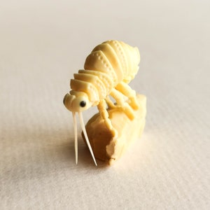 Antique natural Baltic amber carving handmade/ Lifetime value yellow worm souvenir/ insect decoration white living room/ sculpture collector