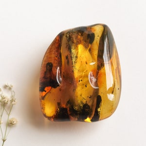 96 grams amber souvenir with a cloud, dark green natural amber massive stone bits, very large thick untreated amber charm for home decor