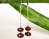 Dangle and drop natural amber earrings in royal cherry color women jewelry from genuine amber and silver small faceted red amber earrings