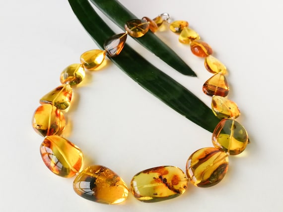 amber necklace with insect inside